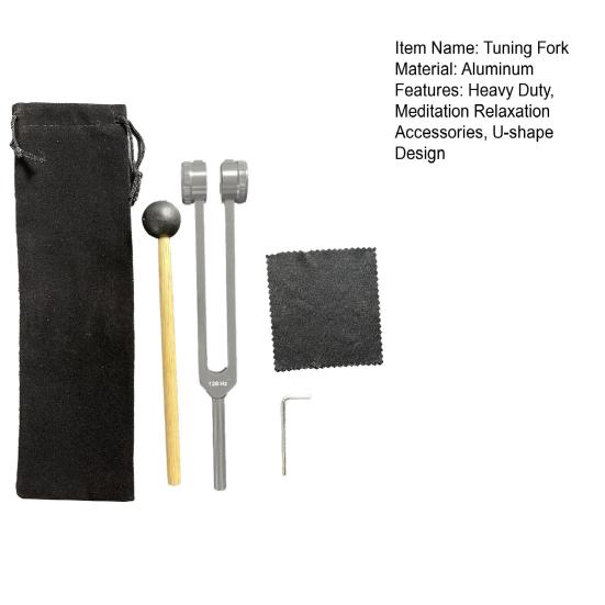 Aluminum Tuning Fork with Wooden Hanmmer Wrench Rag 128/256/512HZ Healing Instrument Tuning Fork Yoga