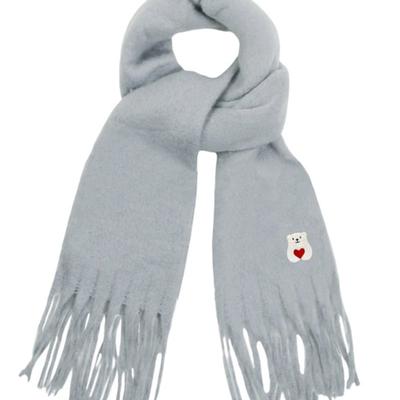 GRAVER [BAG&ACC] Polar Bear Embroidered Bold Muffler_Gray