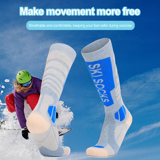 

1 пара уличных спортивных шерстяных лыжных носков, женские цветные термостойкие зимние теплые носки до колена, дышащие женские чулки