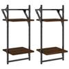 VidaXL Wall Shelves 2-Tier with Bars 2 Pcs Brown Oak 836257