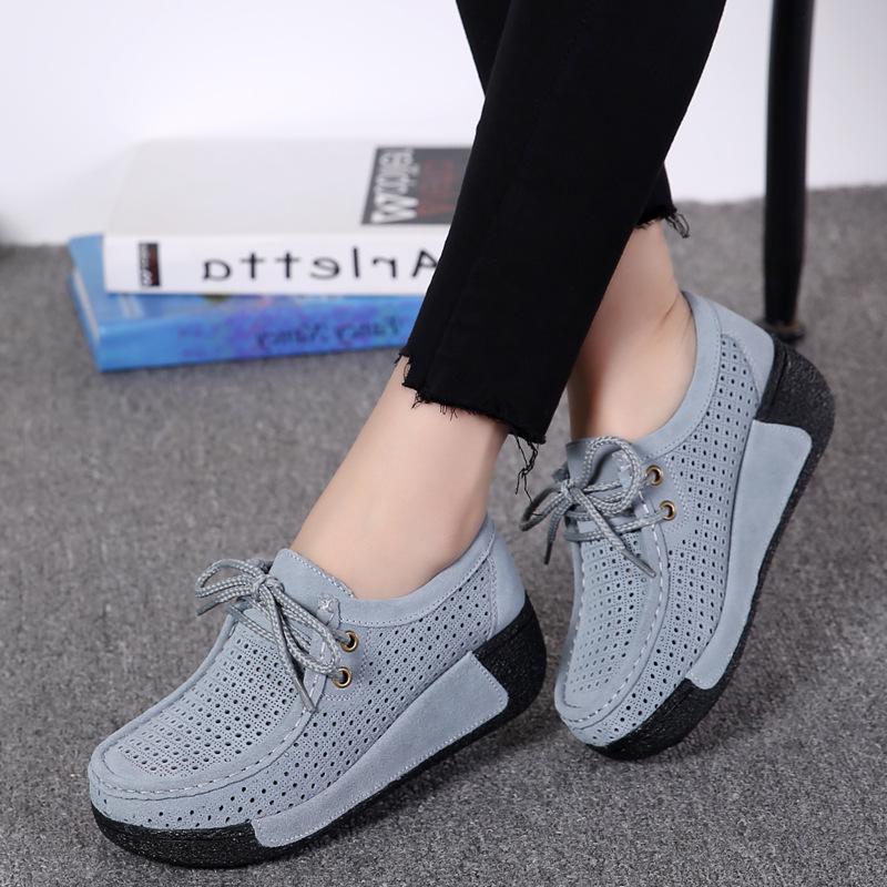 Elegante Makramee Damen Freizeitschuhe Mode Keilabsätze Plateau Schuhe Echtes Leder Mutter Schuhe Walking Slipper
