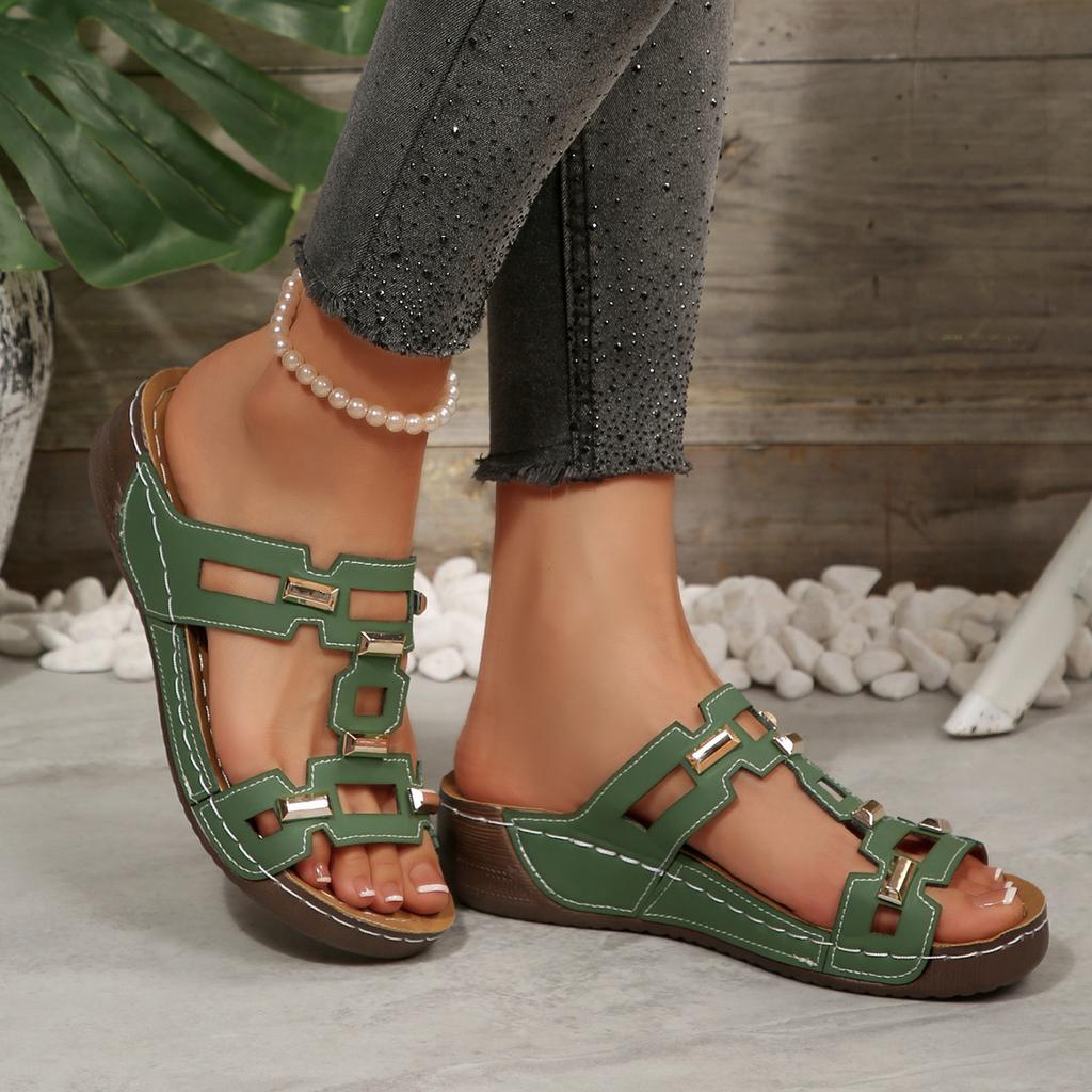 Large Size Roman Style Women's Sandals Open Toe Beach Slippers Summer Wedges Comfortable Outdoor Slip-on Shoes For Women