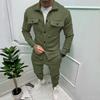 Men's Plus Size Suede Jacket & Pants 2-Piece Set - Spring/Autumn