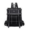 Backpack Fashion Embroidery Thread Dual Purpose Backpack Soft Leather Large Capacity Travel Bag