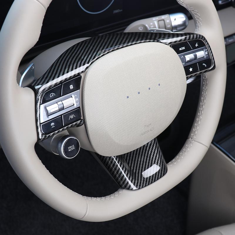 For Hyundai IONIQ 5 2025 LHD RHD Carbon Fiber Steering Wheel Switch Button Trim Frame Car Interior Styling Decor Accessories