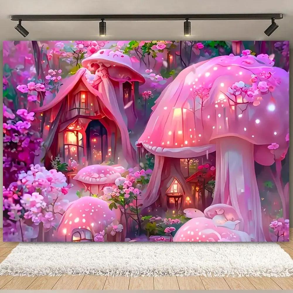 Fairy Tale Enchanted Forest Backdrop Photography Wonderland Dreamy Jungle Mushroom Baby Birthday Party Backgrounds Decor Prop