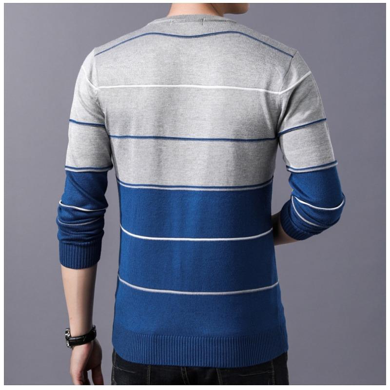 Men S Slim Fit Crew Neck Long Sleeve Striped Knit Pullover Sweater