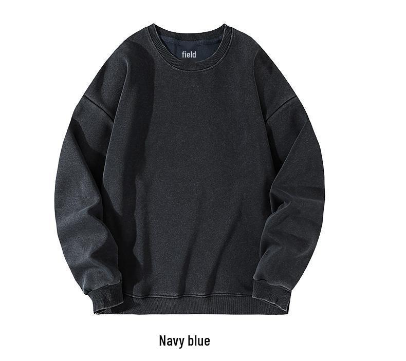 

Autumn Winter Men s Trendy Loose Washed Distressed Round Neck Hoodie Pullover XXXL