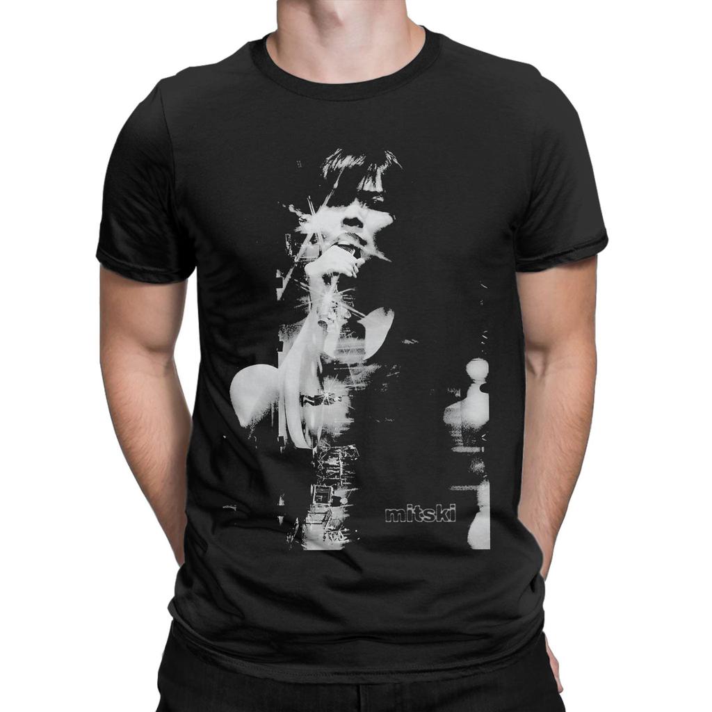 Zpěvačka Mitski   Pánská trička  Čistá bavlna Vtipná trička Kulatý výstřih Retro  Tričko Krátký rukáv Topy 4XL 5XL 6XL