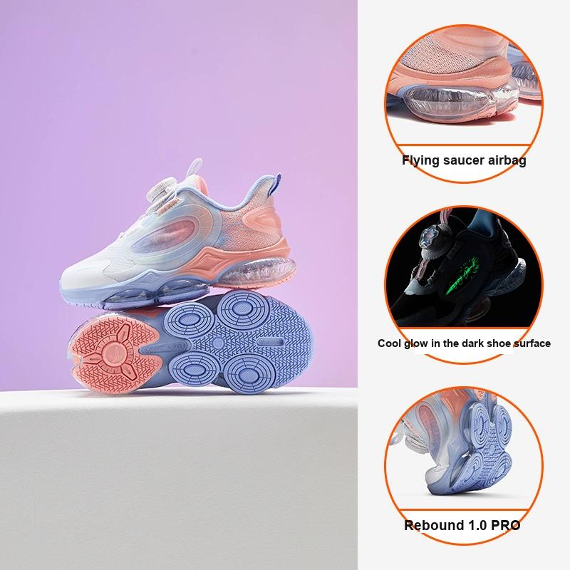 Anta Kids Fabric UFO 6.0 Body Measurement Test Non-Slip Wear-Resistant Low-Top Running Shoes Kids Sneakers White Blue Pink 322439901-2