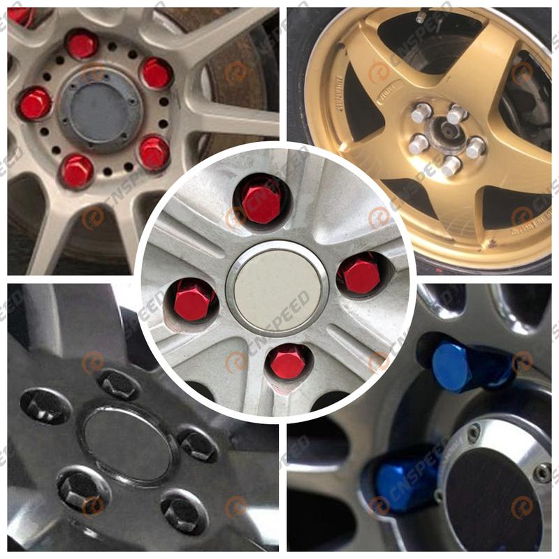 HEX 19mm 20pcs Aftermarket Car Anti-theft 6061 Aluminum Alloy Wheel Lock Nuts Length 35MM Length M12*1.5 Lug Nuts Red Black Blue