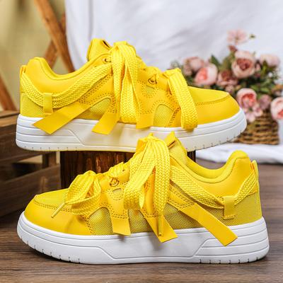 Gele Sneakers Dames Platform Sportschoenen Dames Ademend Lente Slip-on Dikke Zool Buiten Dames Tennis Casual Schoenen Unisex