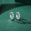 Modian Silver Turquoise Tiny Earring Real 925 Silver Round Clear CZ Hoop Earrings For Women Girl Party Fine Jewelry