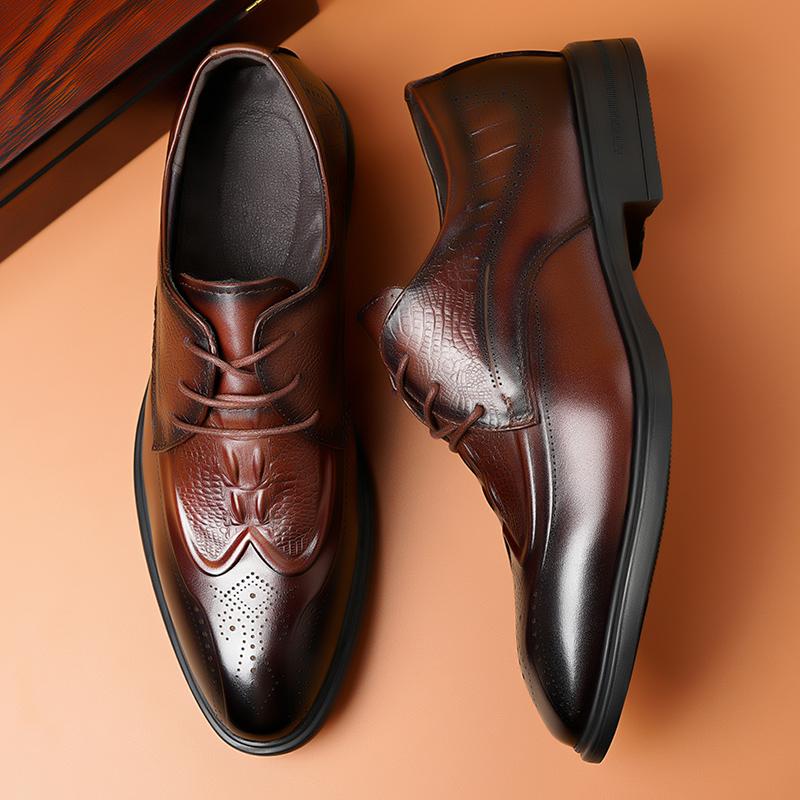 Men Dress Shoes Elevator Shoes lace up oxfords brogue Platform Business Casual Man Shoe Moccasins business wedding shoes men