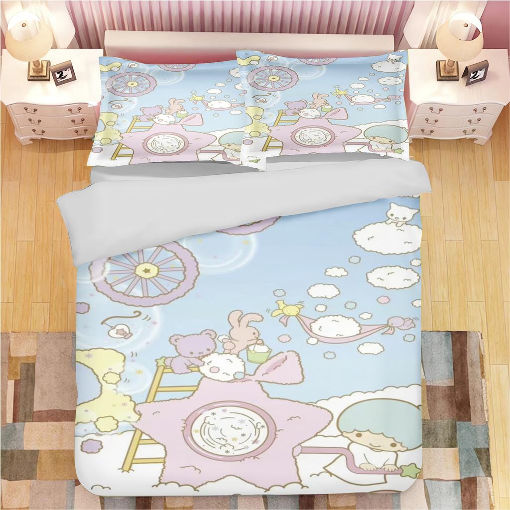 MINISO Cartoon Little Twin Star Quilt Cover Sanrio Cute Girl Printed Children Soft Customizable Bedding Custom Made Home Bedroom