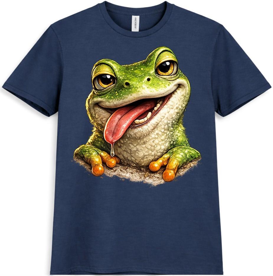 Funny Frog T Shirt Smiling Animal Graphic Tee Casual Everyday Fun Top