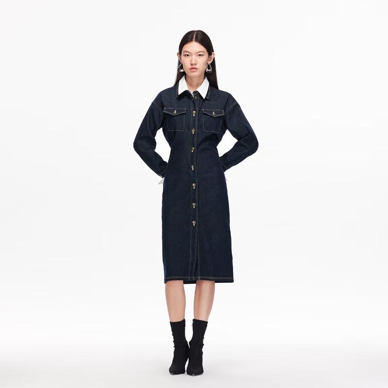 VEROMODA Detachable Collar & Cuff Denim Midi Dress