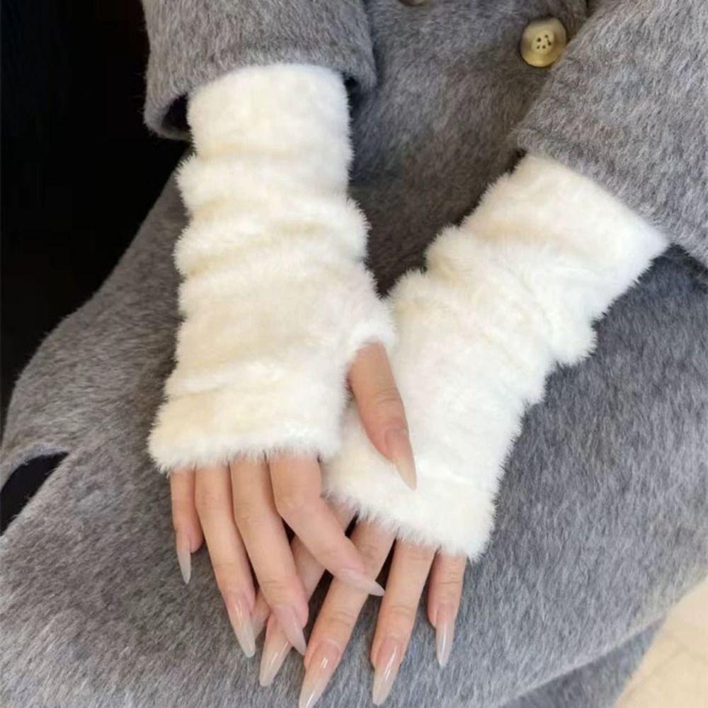 Loch Wollhandschuhe Einfarbig Lange Fingerlose Ärmel Langer Handgelenkschutz Gestrickte Warme Ärmel JK