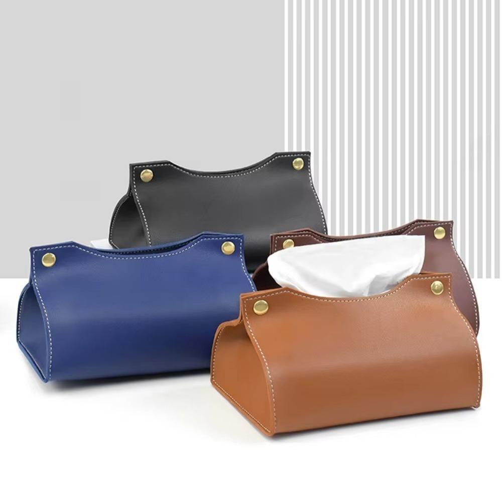Simple PU Leather Tissue Box Waterproof Foldable Napkin Holder Multi-purpose Large Kitchen Storage Paper Box Living Room Kitchen