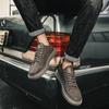 Four seasons versatile casual board shoes men's low-top leather casual shoes black lace-up retro daily workwear men's shoes autumn and winter