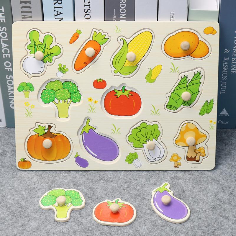 Children'S Montessori Early Education Panel Hand Grab Board 1-2 Years Old 3 Babies Wooden Puzzles Enlightenment Cognitive Pairing Educational Toys