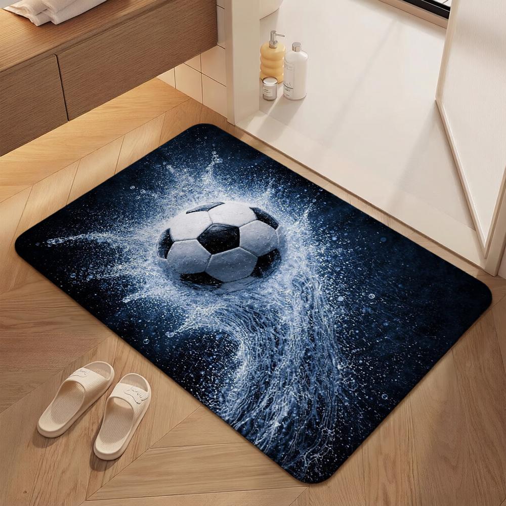 Soccer Ball Water Splash Print Theme Rug Soft Texture Nonslip Carpet For Hallway Balcony Study Home Party Decor Christmas Gift