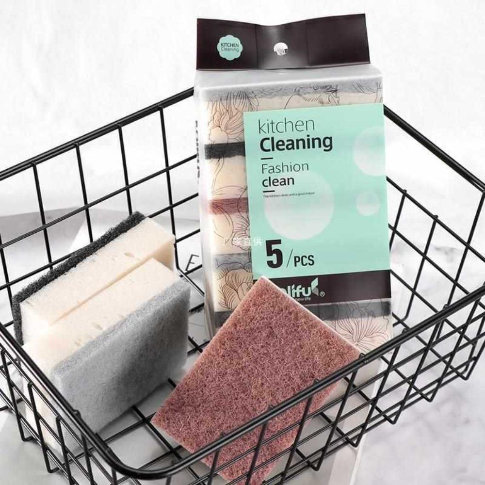 Double-Sided Household Emery Cleaning Accessories Dishwashing Sponge Scouring Pad Magic Sponge