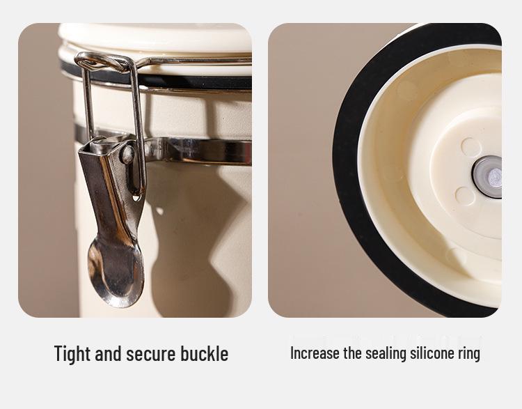 Airtight Stainless Steel Coffee Bean Storage Jar with Measuring Spoon