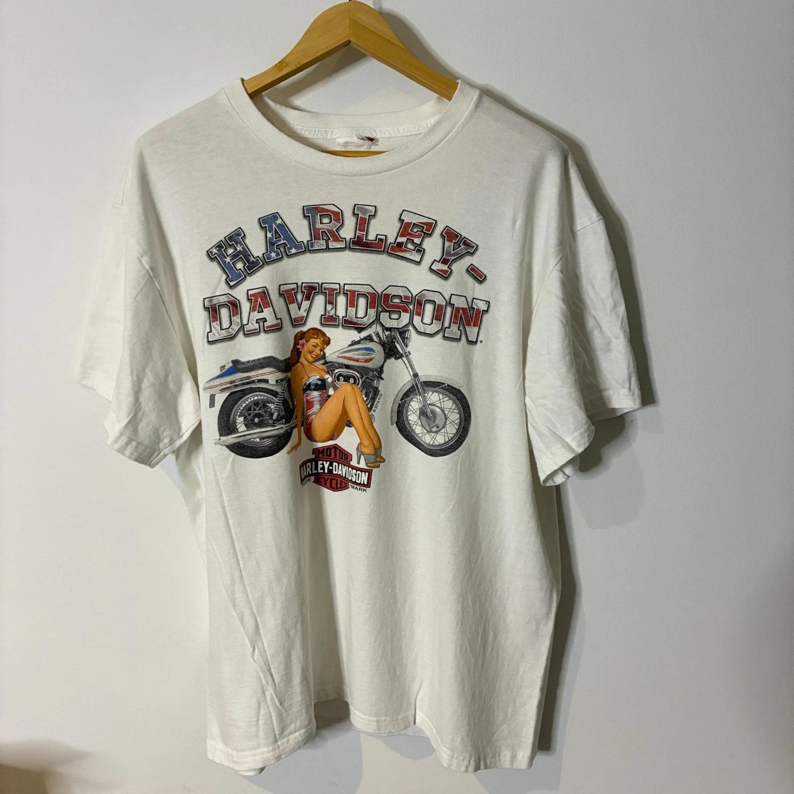 

Harley Davidson Shirt Mens Large White St Louis Pin-up Double-Sided 3XL