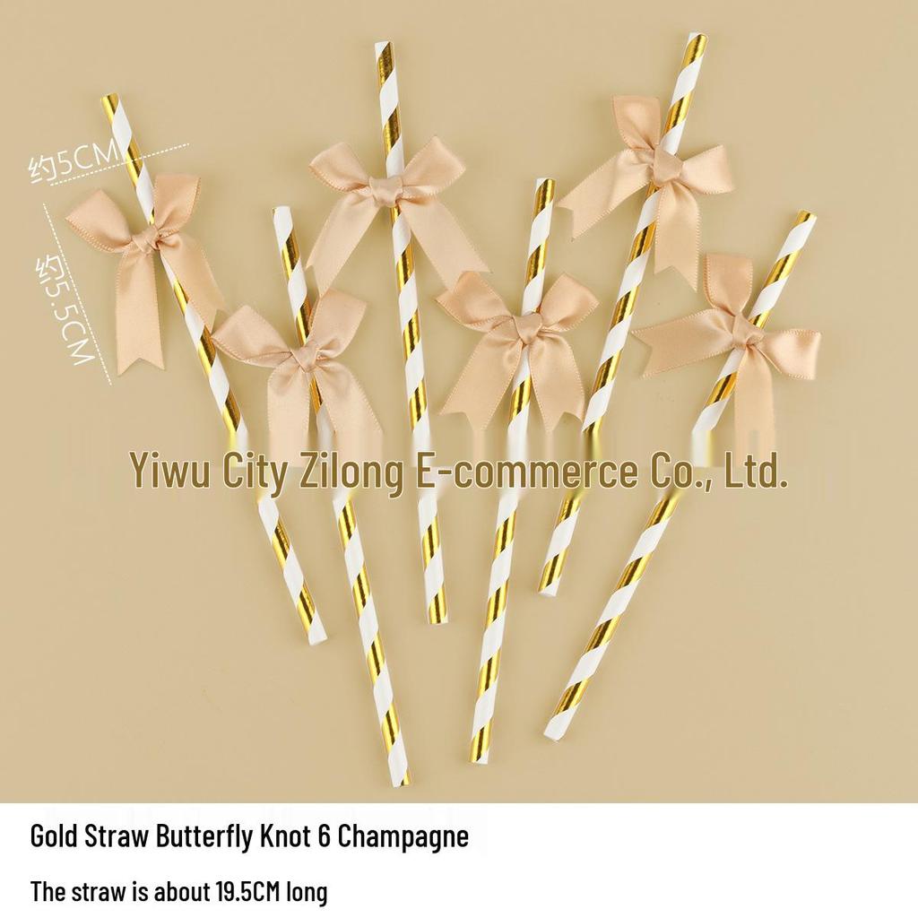 Disposable Paper Straw Bow for Children's Birthday Cupcake Decoration