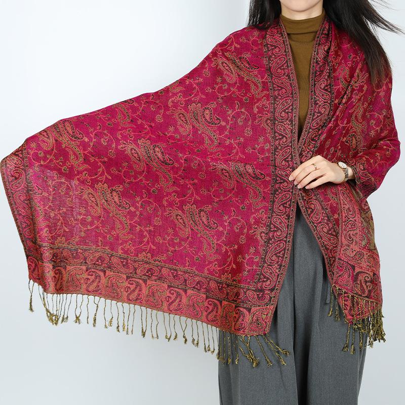 New women's jacquard cashew scarf shawl dual-purpose travel outside decorative large shawl