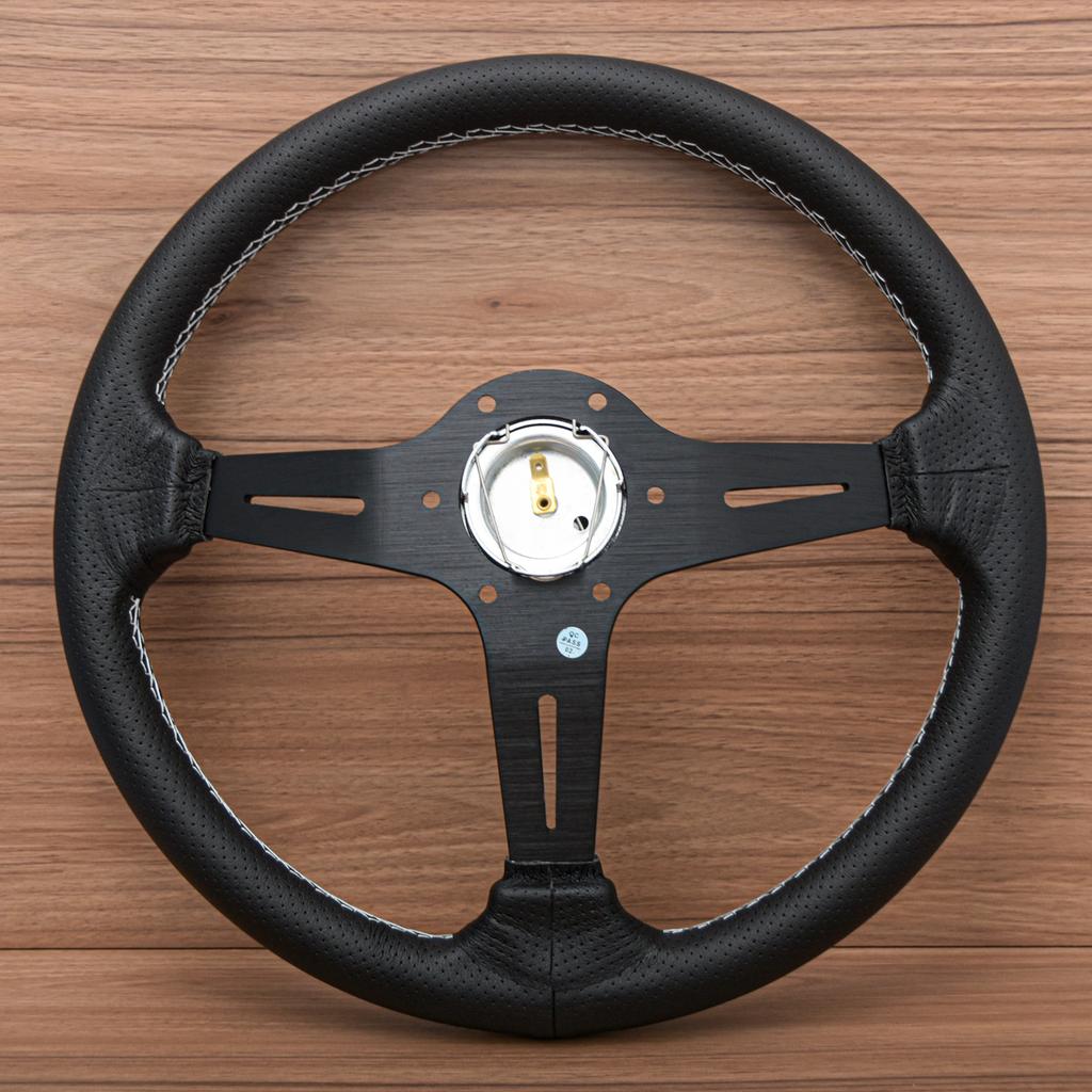 14inch 350mm JDM Racing Leather Steering Wheel Universal Deep Corn Sports Drift Steering Wheel