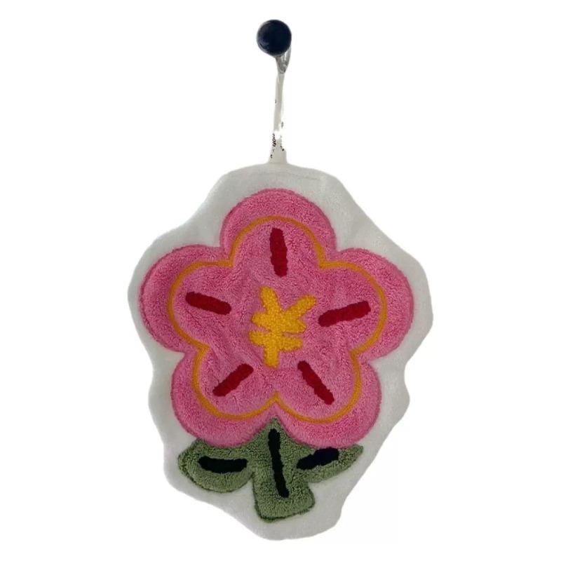Money Flower Hand Towel,Hangable Organic Cotton Kitchen Towel,Soft Absorbent Quick-Dry Bathroom Towel Quick-Dry Non-Shedding