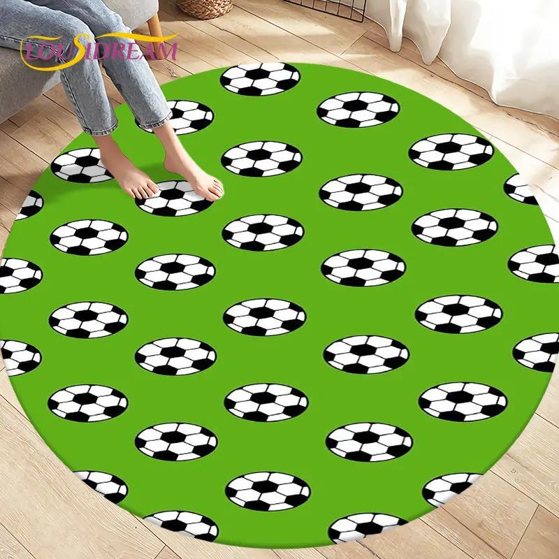 3D Cartoon Soccer Football Circle Area Rug Large,Round Carpet Rug for Living Room Bedroom Sofa Decoration,Kids Play Floor Mat