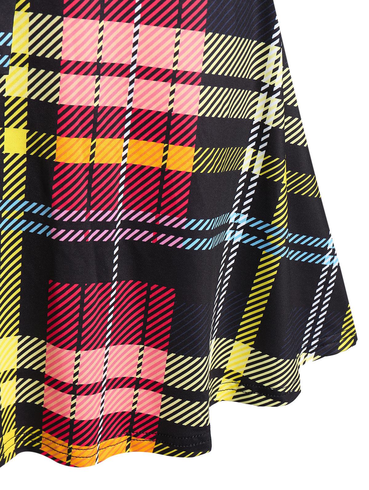 Платье-рубашка в клетку Rosegal размера плюс на полупуговицах с поясом XL жёлтый/чёрный — фото 8