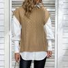 YYFS Moda Feminina Casual Cor Sólida Estampado Outono Inverno Sem Mangas Gola O Tricotado Coletes