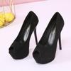 Fashion Sexy Pumps Women Shoes 2025 High Heel Peep Toe Platform High Heels Wedding Shoes Woman Suede Black Ladies Heels Shoes