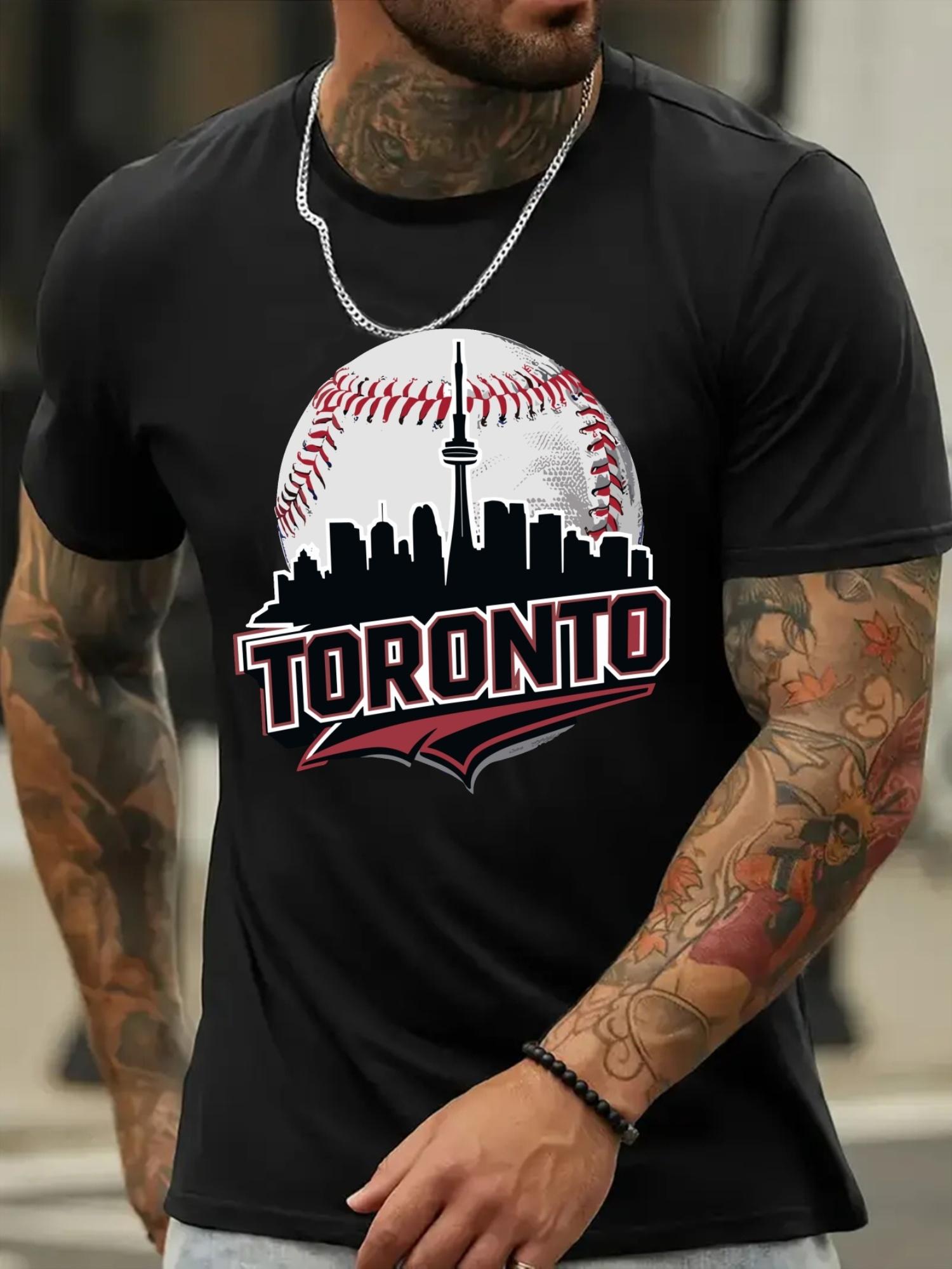 [Everyday Comfort] Chicago Baseball Graphic T-shirt - Black with Red & White City Skyline Design S