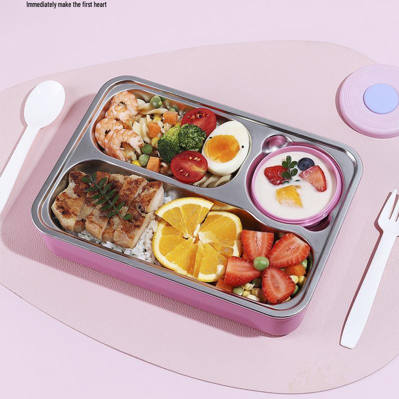 Creative Cartoon Portable Insulated Bento Lunch Box for Students - Reusable and Compartmentalized, 304 Stainless Steel.