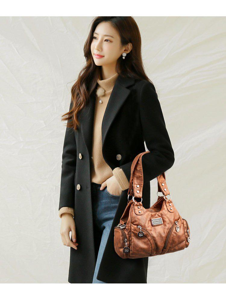 European & American Style 2025 Retro Soft Leather Motorcycle Crossbody Shoulder Bag for Women
