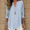 Women's Striped V-Neck Casual Loose Fit Blouse with Pockets for Everyday Wear