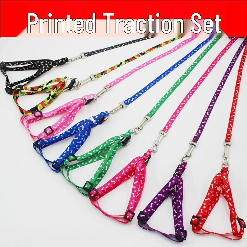 Pet Printed Chest Harness with 120cm Leash for Dogs, Cats, and Rabbits