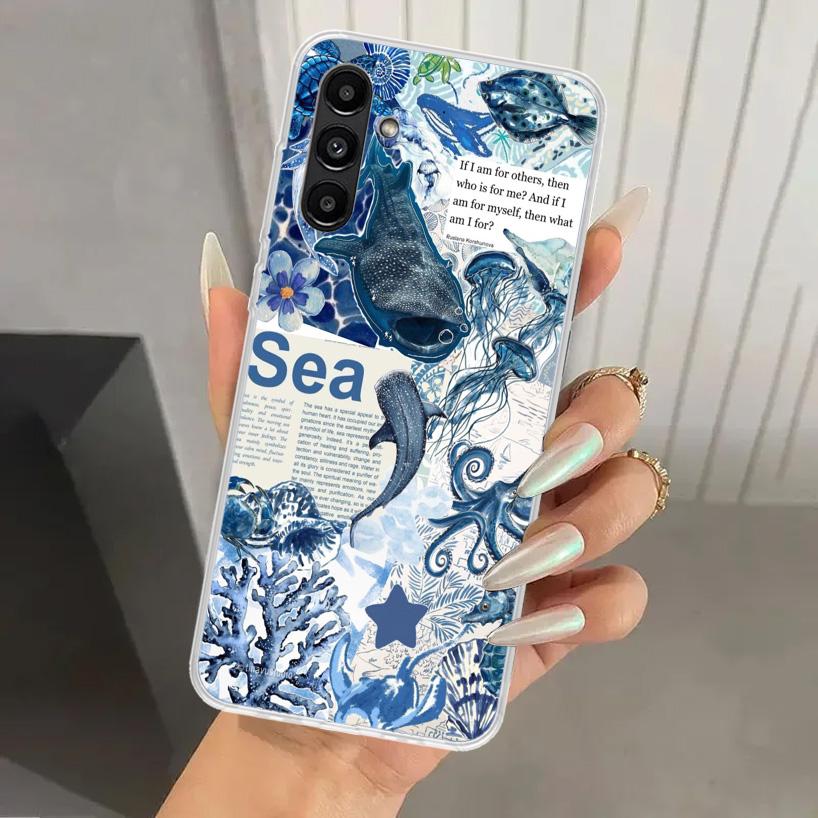 Ocean Starfish Sea Turtle Shark Phone Case for Samsung Galaxy A17 A16 A37 A26 A36 A57 A56 A15 A25 A35 A55 A14 A24 A34 A54 A13 A2