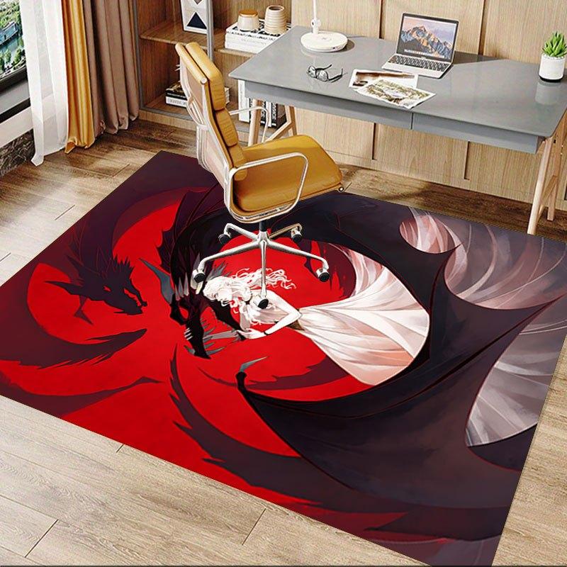 1 alfombrilla para silla de oficina Fire and Blood, Alfombrilla para decoración del hogar, Alfombrilla temática de fantasía, Alfombrilla duradera, Decoración de dragón, Adecuada para amantes de la temática de fantasía