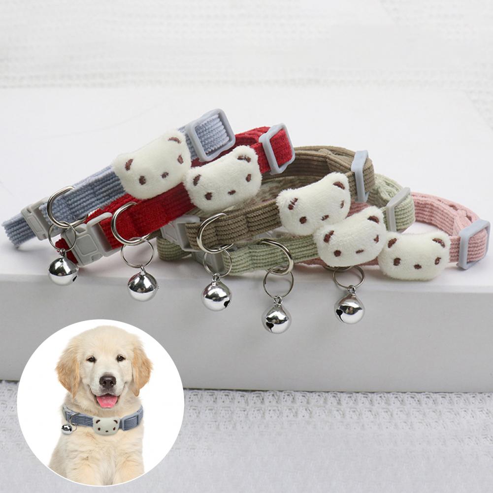Lovely Pet Collar Adjustable Cartoon Style Soft Pet Necklace with Bell Adjustable Small Dog Cat Collar Pet Supplies