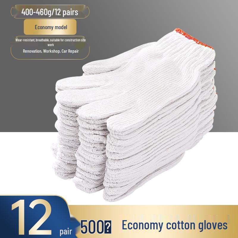 Men's Non-Slip Work Gloves - Durable, Wear-Resistant, Thickened Cotton Yarn & Nylon for Construction.