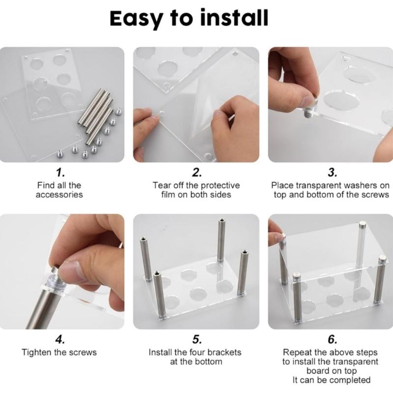 6 Hole Flavor Cartridges Organiser With Acrylic Construction Clear Spacious Designs Stoarge Rack