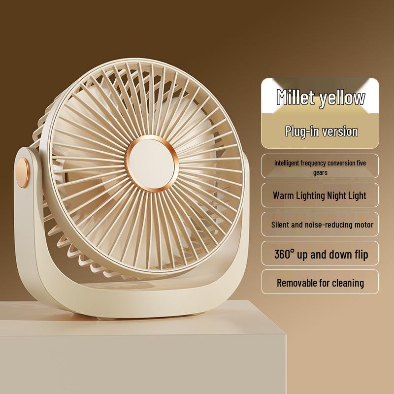 

Ultra-Quiet USB Desktop Fan for Dorms, Bedsides, and Offices Desktop Hanging [501] 5-Speed Wind + Night Light