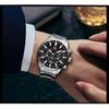 Mens Chronograph Watch Waterproof Quartz Wristwatch Steel Band Casual Business Male Clock Night Glow Display