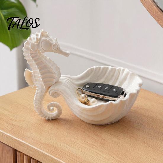 Necklace Bracelet Holder 3D Printed Seahorse Shell Jewelry Tray for Rings Necklaces Bracelets, Ocean Creative Gifts Lovers Style Desktop Organizer,